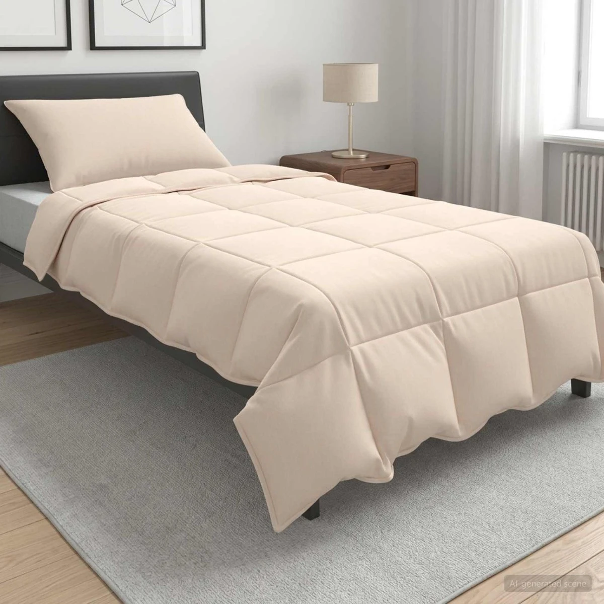 vidaXL Dyne- og pudesæt 155x200 cm med Kapok Fiber, Beige