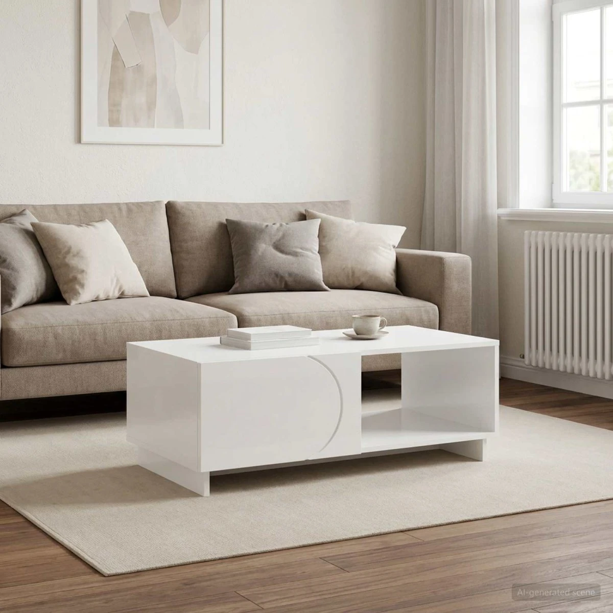 vidaXL Sofabord Hvid Højglans 95 x 50,5 x 35 cm