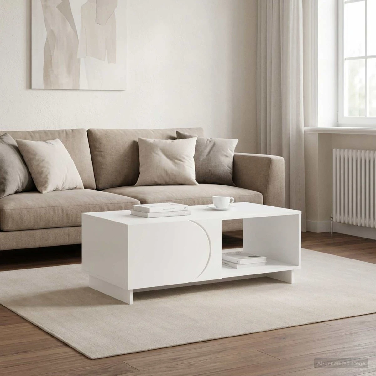 vidaXL Sofabord Hvid 95 x 50,5 x 35 cm i konstrueret træ
