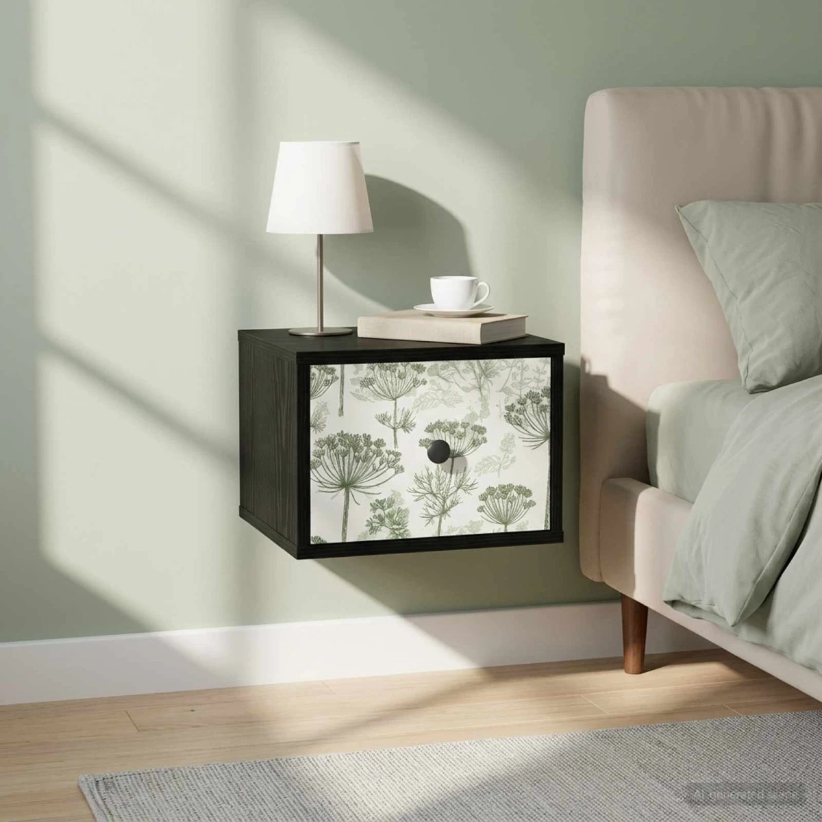 vidaXL Vægmonteret natbord GOTHA Sort eg, 36 x 33 x 25 cm