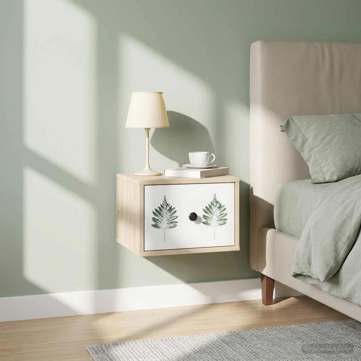 vidaXL Vægmonteret natbord HANAU Sonoma-eg 36 x 33 x 25 cm