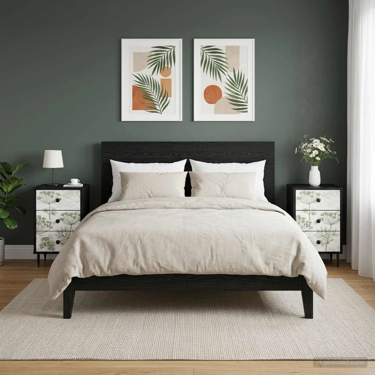 vidaXL Gotha Natskab 2 stk. Sort eg 36 x 33 x 61 cm