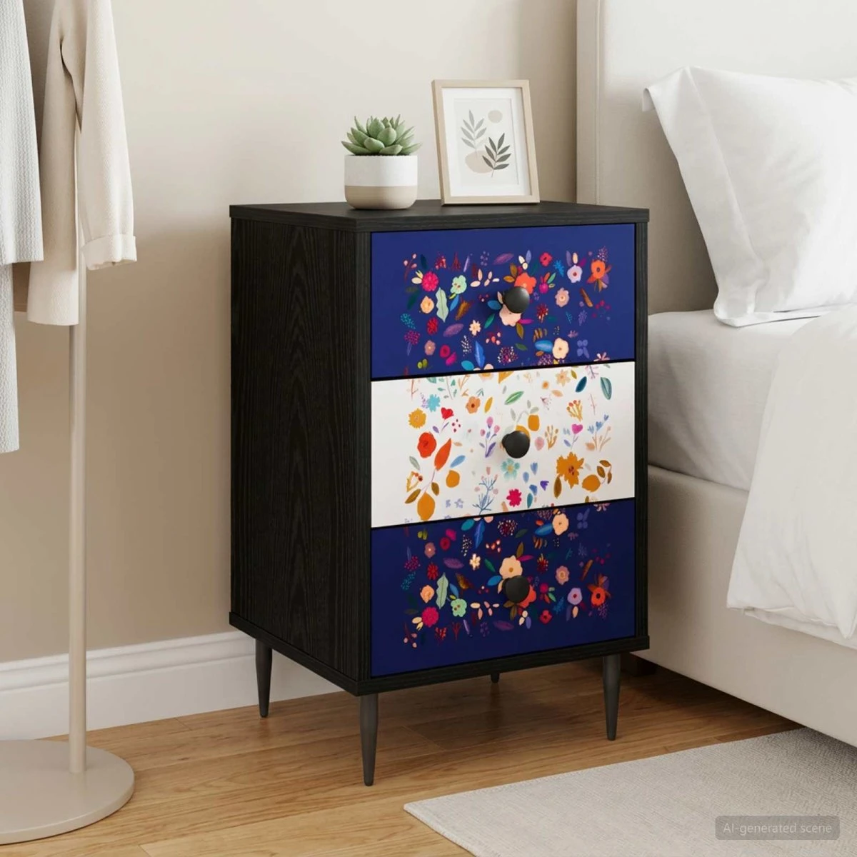 vidaXL MAINZ Natskab Sort Eg 36 x 33 x 61 cm