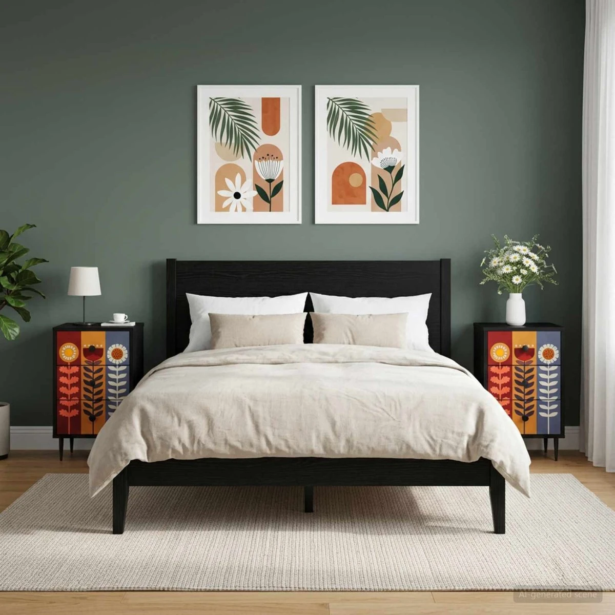 vidaXL Natskab ESSEN 2 stk. Sort eg 36x33x61 cm