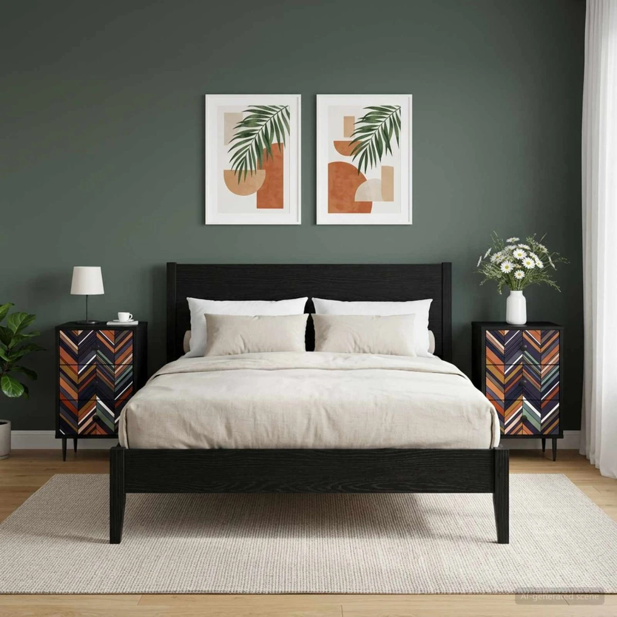 vidaXL OMMEN Natskab 2 stk. Sort eg 36 x 33 x 61 cm