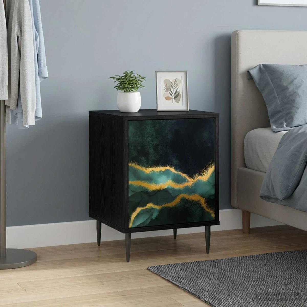 vidaXL WIJHE Natskab 2 stk. Sort Eg 36x33x51 cm