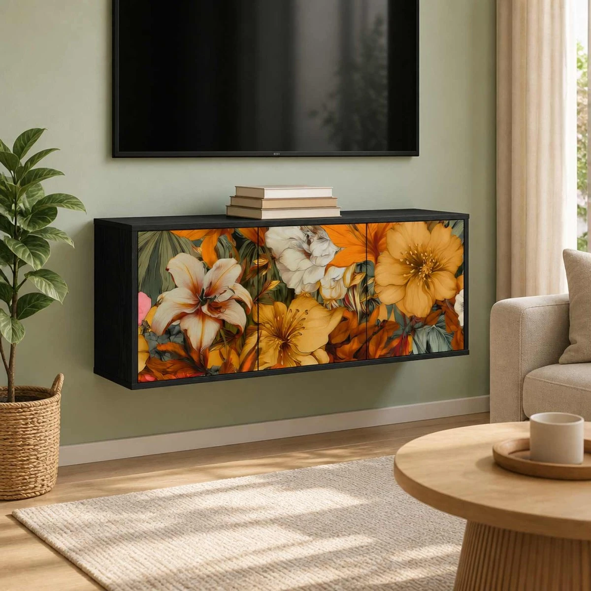 vidaXL Væghængt TV-skab GENNEP Sort Eg 102x33x40 cm