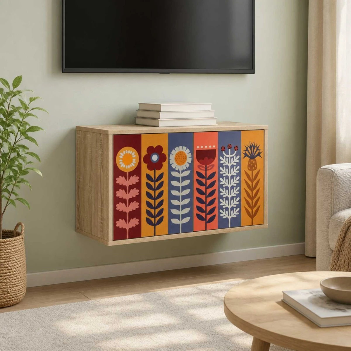 vidaXL ESSEN Væghængt TV-skab 69x33x40 cm - Sonoma-eg