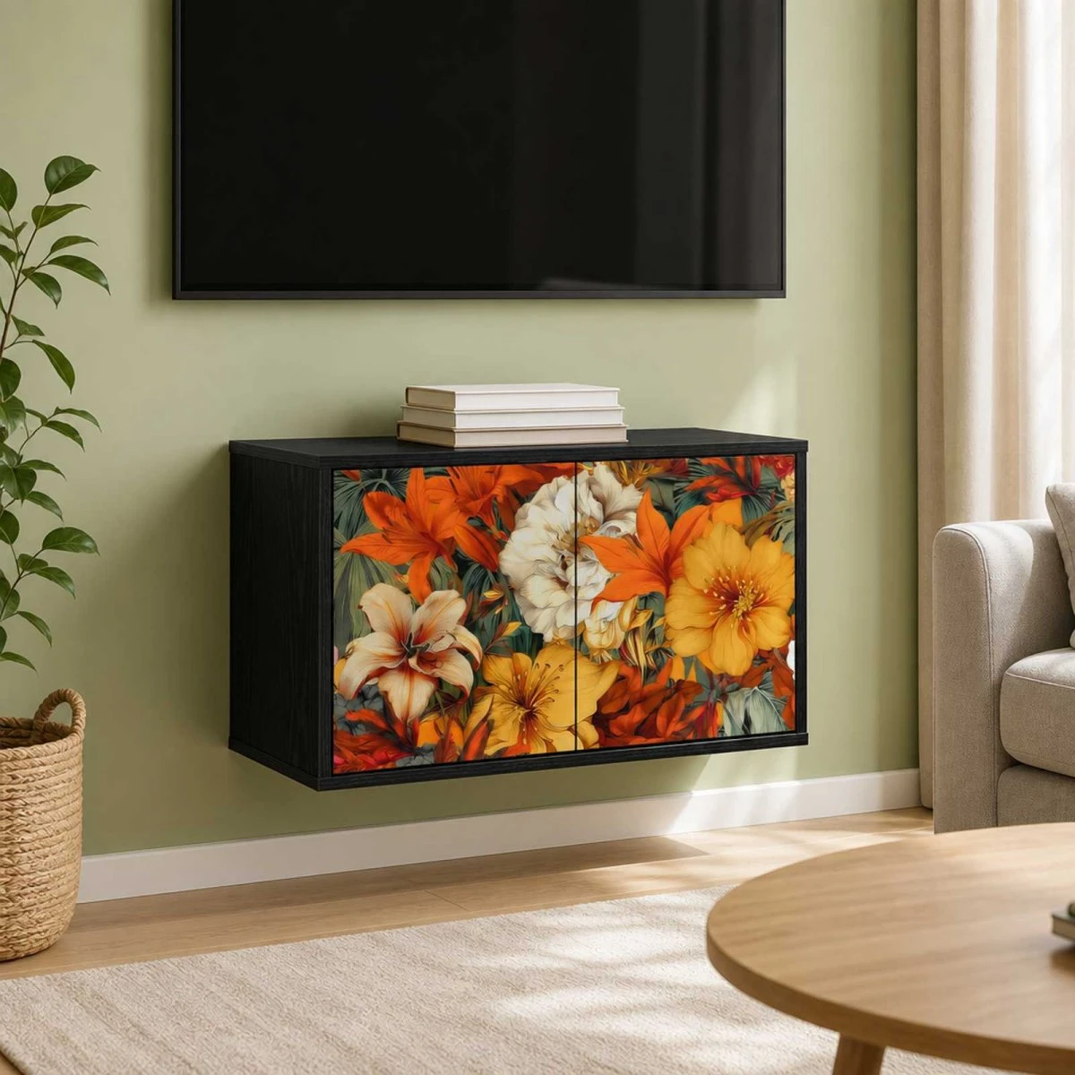 vidaXL GENNEP Væghængt TV-skab - Sort eg - 69 x 33 x 40 cm