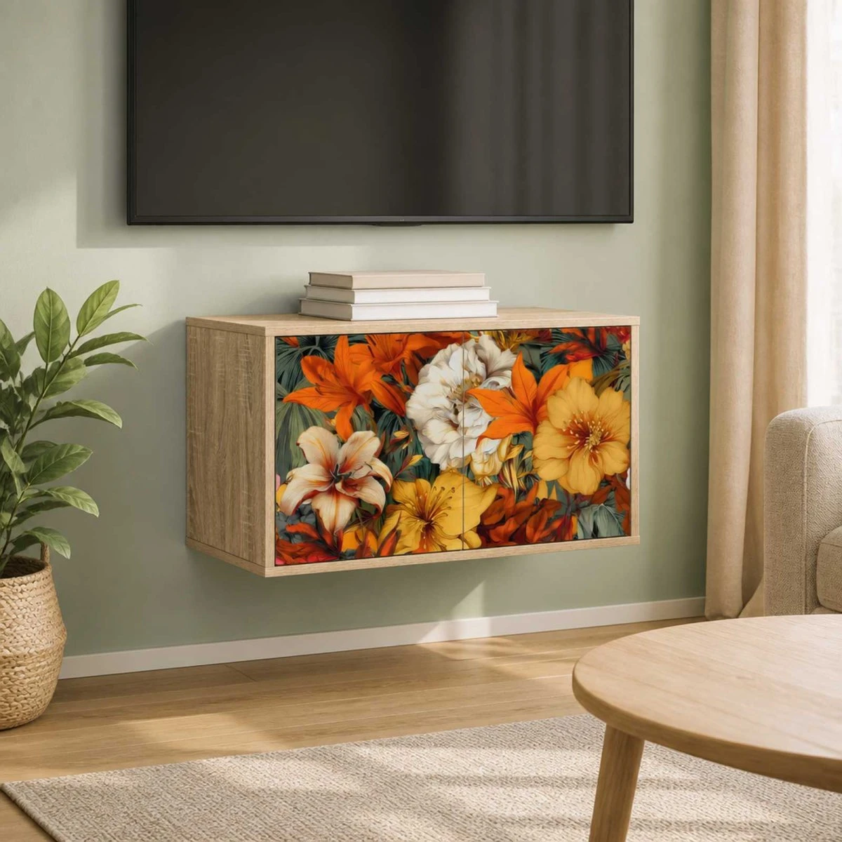 vidaXL GENNEP Væghængt TV-skab 69x33x40 cm Sonoma-eg