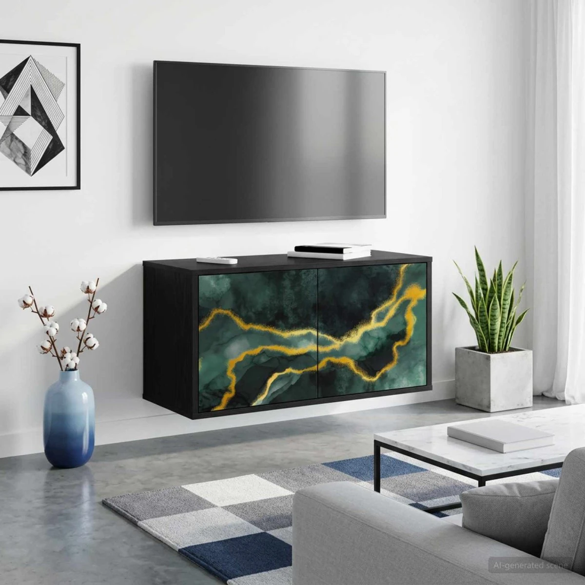 vidaXL WIJHE Væghængt TV-skab - Sort eg - 69 x 33 x 40 cm