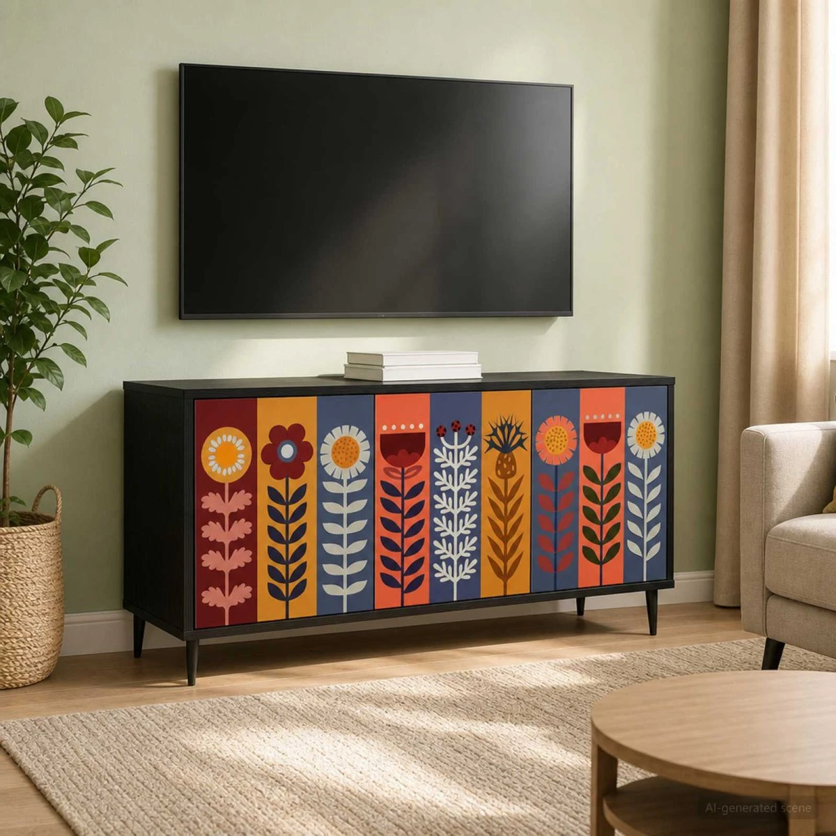 vidaXL ESSEN TV-skab i sort eg, 102 x 33 x 51 cm