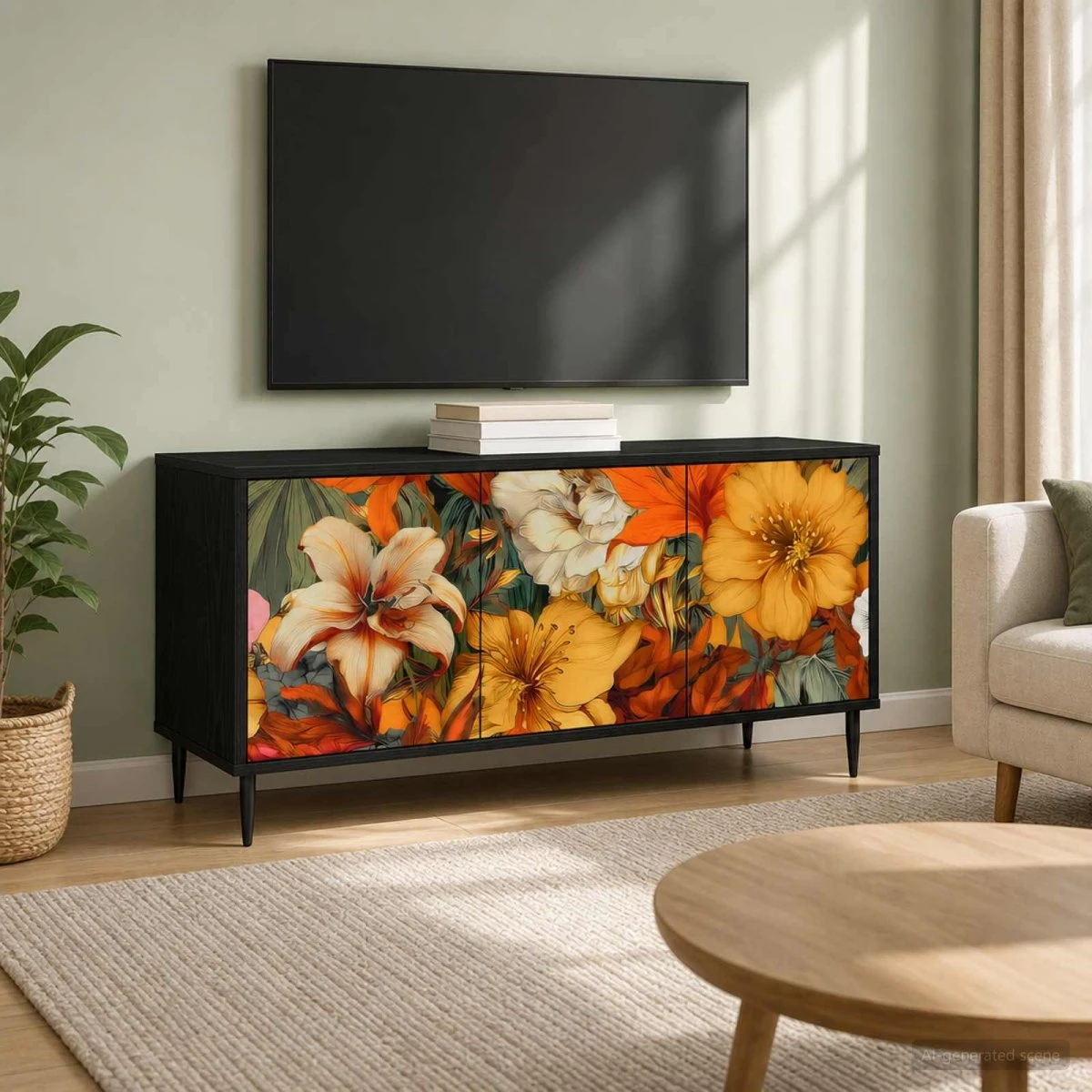 vidaXL GENNEP TV-skab i sort eg, 102 x 33 x 51 cm