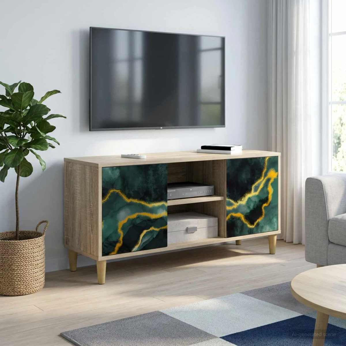 vidaXL WIJHE TV-skab i Sonoma-eg, 102 x 33 x 50 cm