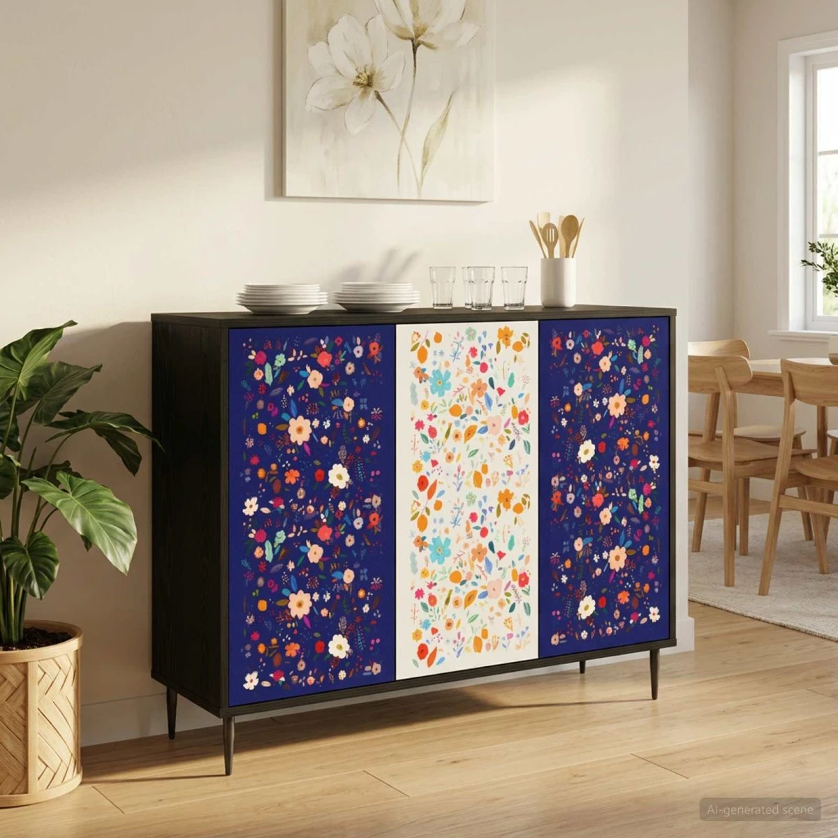 vidaXL Sideboard MAINZ Sort eg 102 x 33 x 76 cm