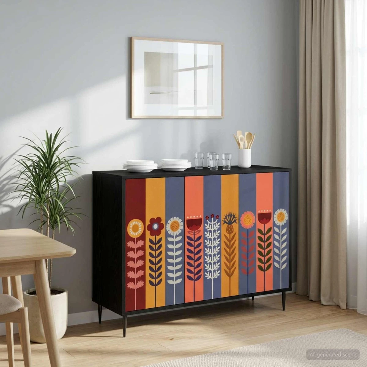 vidaXL Sideboard ESSEN Sort eg 102 x 33 x 76 cm