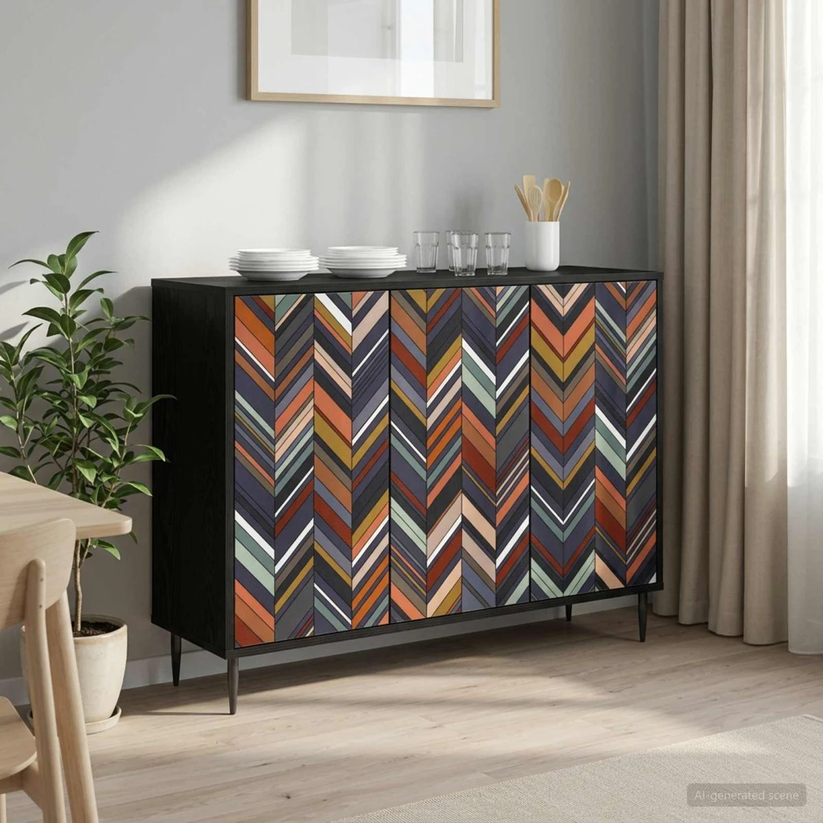 vidaXL OMMEN Sideboard i sort eg, 102 x 33 x 76 cm