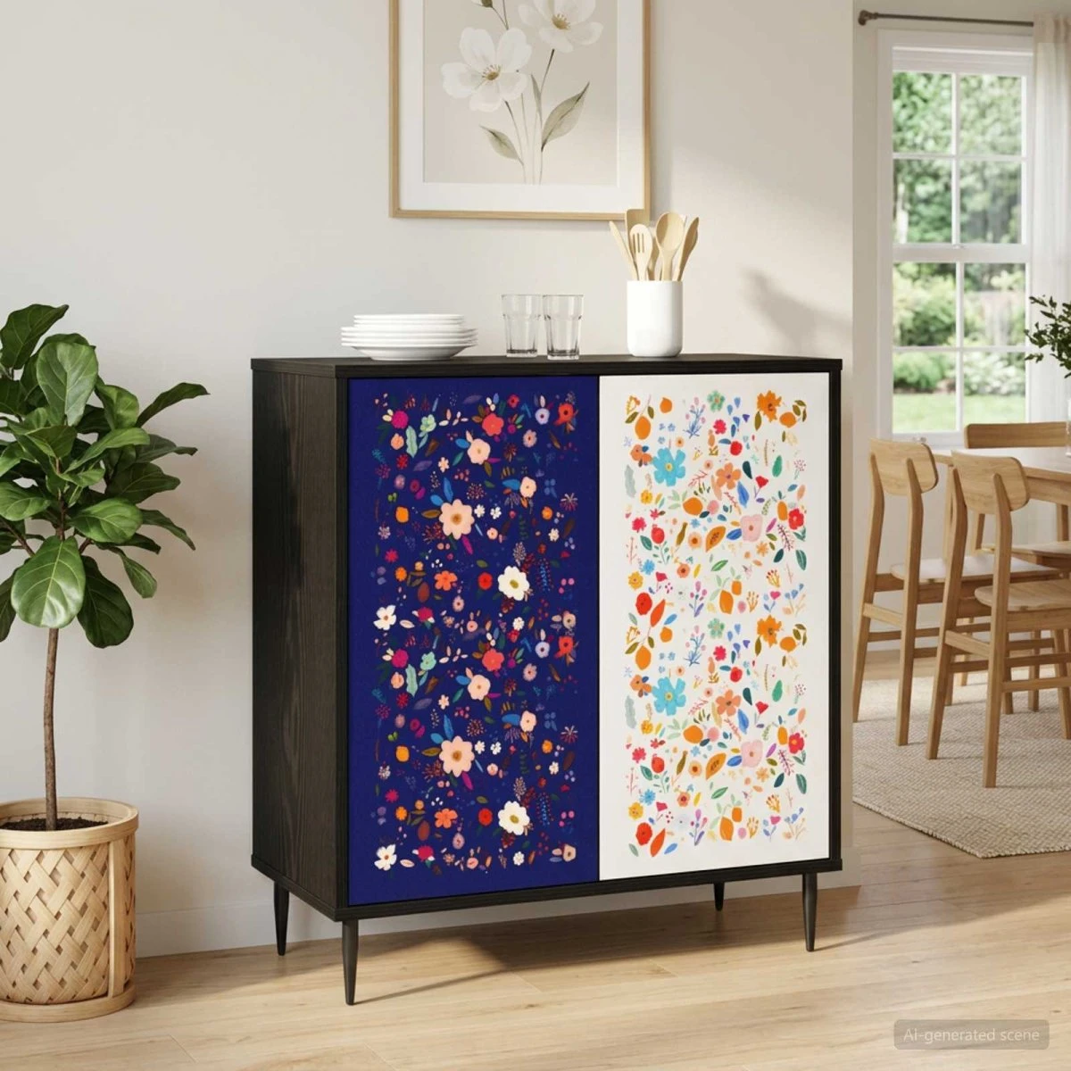 vidaXL Sideboard MAINZ Sort Eg 69 x 33 x 76 cm
