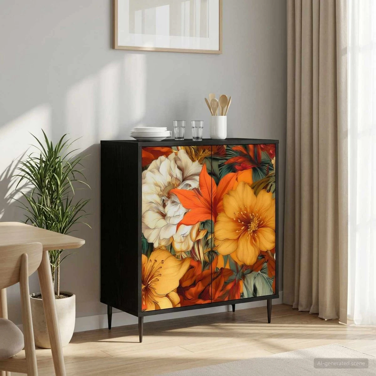 vidaXL GENNEP Sideboard i sort eg, 69 x 33 x 76 cm