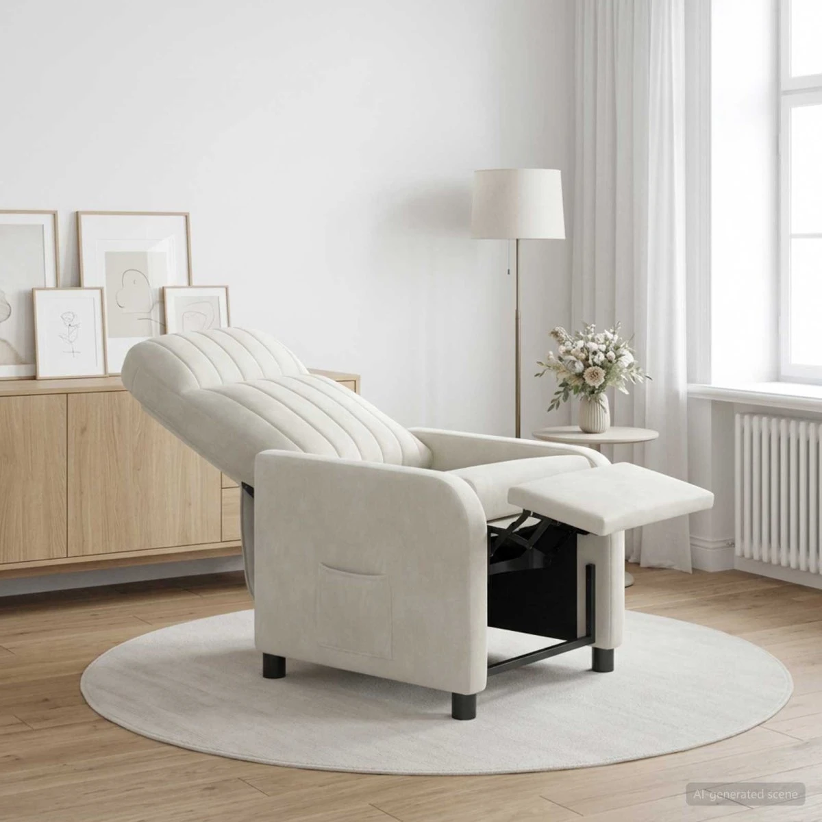 vidaXL Recliner i cremefarvet velour