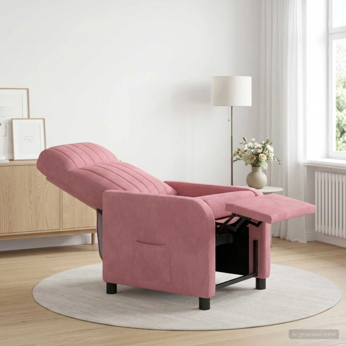 vidaXL Recliner i lyserød velour