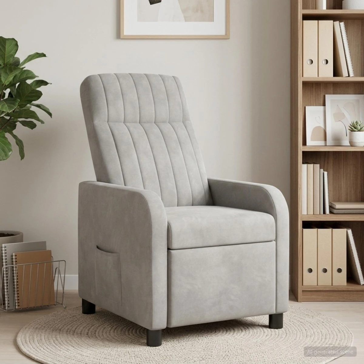 vidaXL Recliner i lysegrå velour