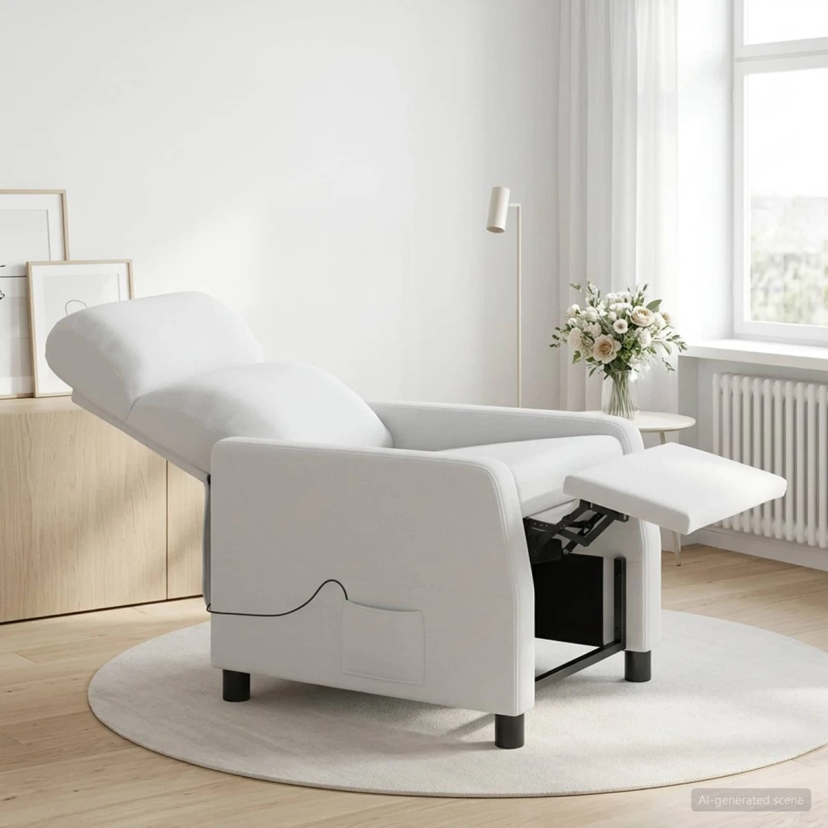 vidaXL Massagelænestol i hvidt stof