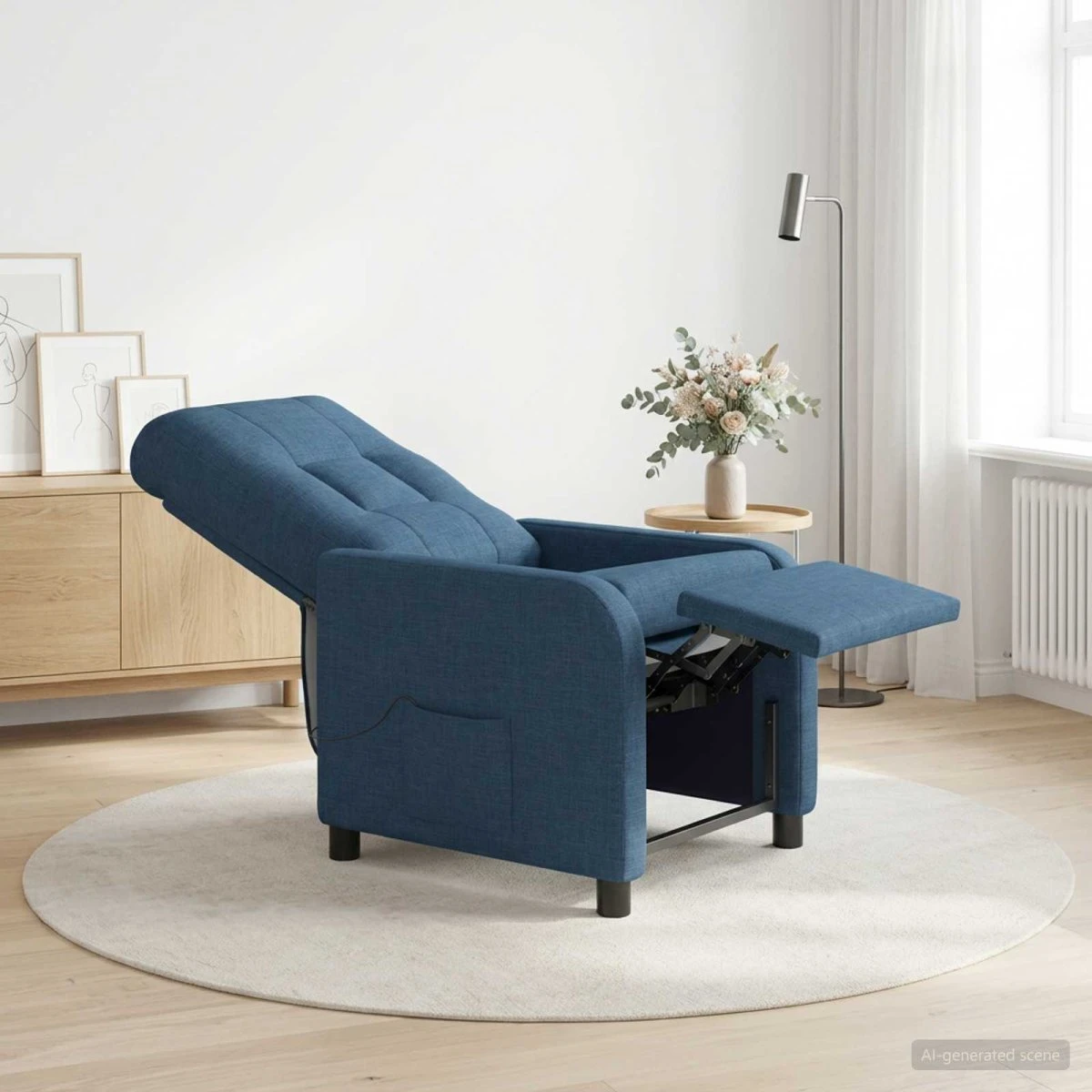 vidaXL Massagelænestol i blå stof med reclinerfunktion