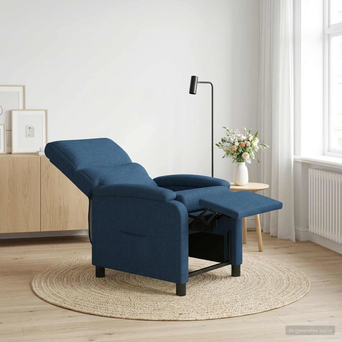 vidaXL Recliner Blå Stof