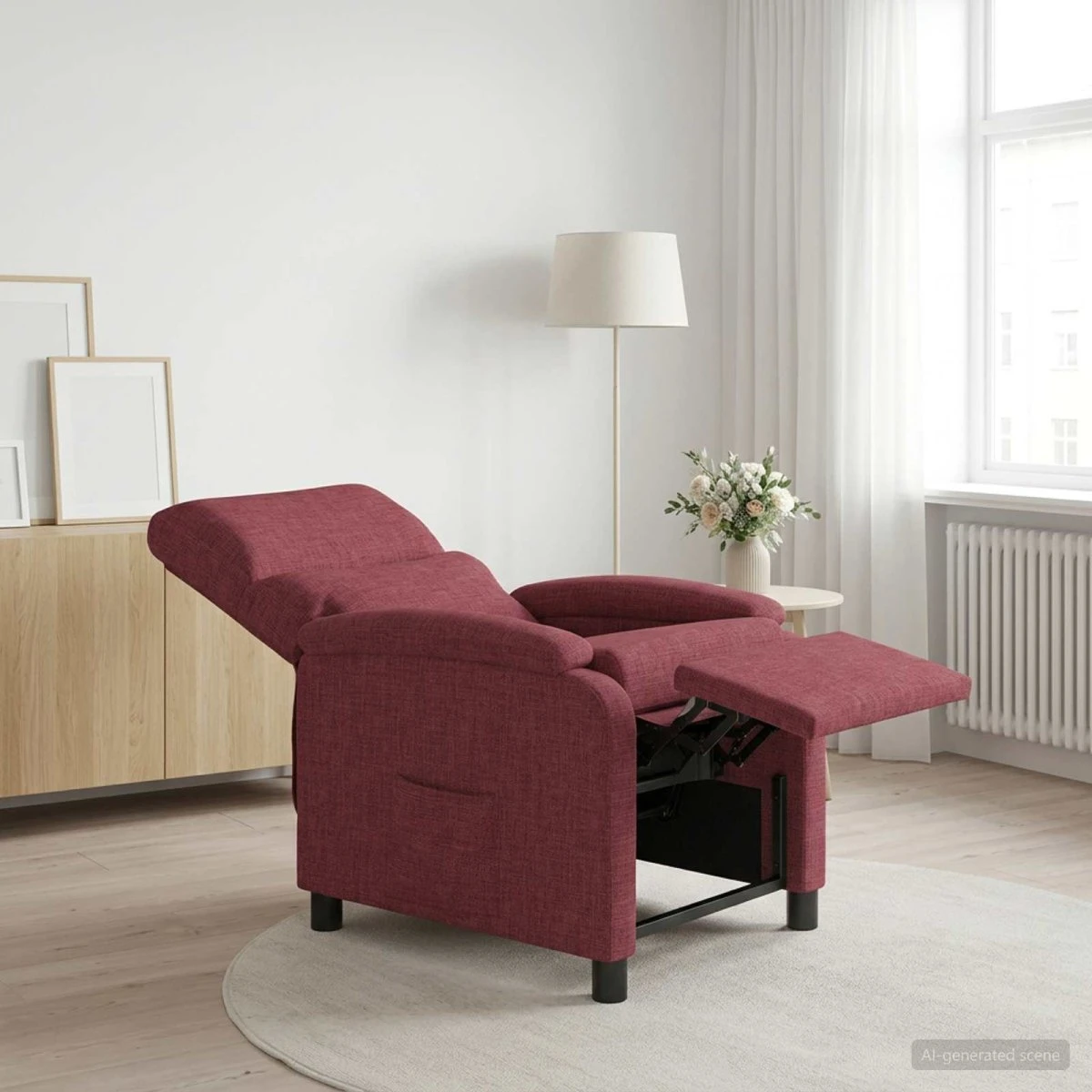 vidaXL Recliner i vinrødt stof