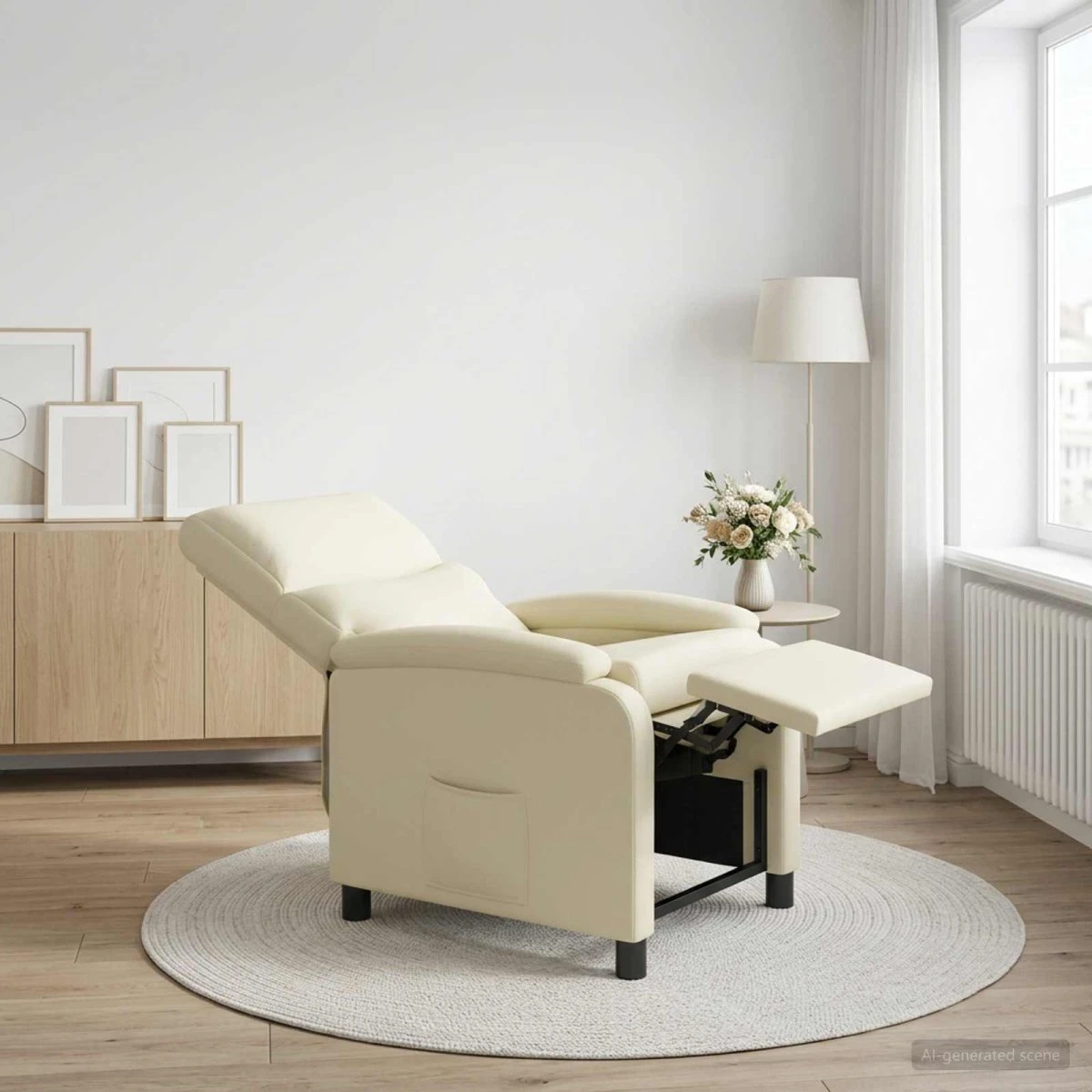 vidaXL Recliner i cremefarvet kunstlæder