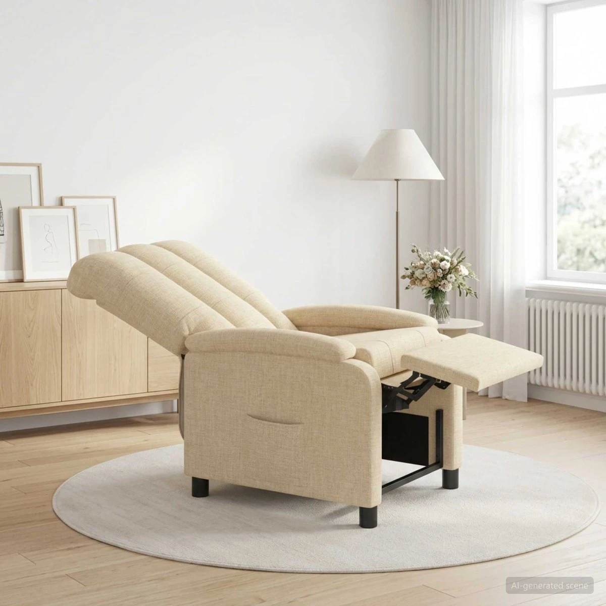 vidaXL Recliner i cremefarvet stof