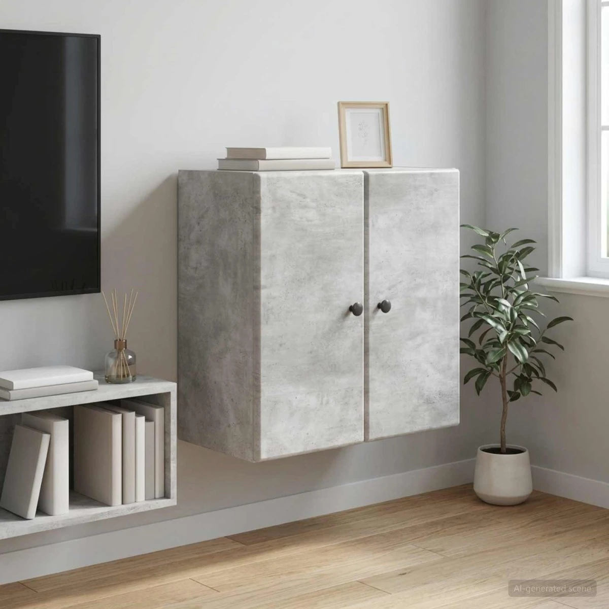 vidaXL Vægmonteret skab 59 x 31 x 60 cm - Betongrå