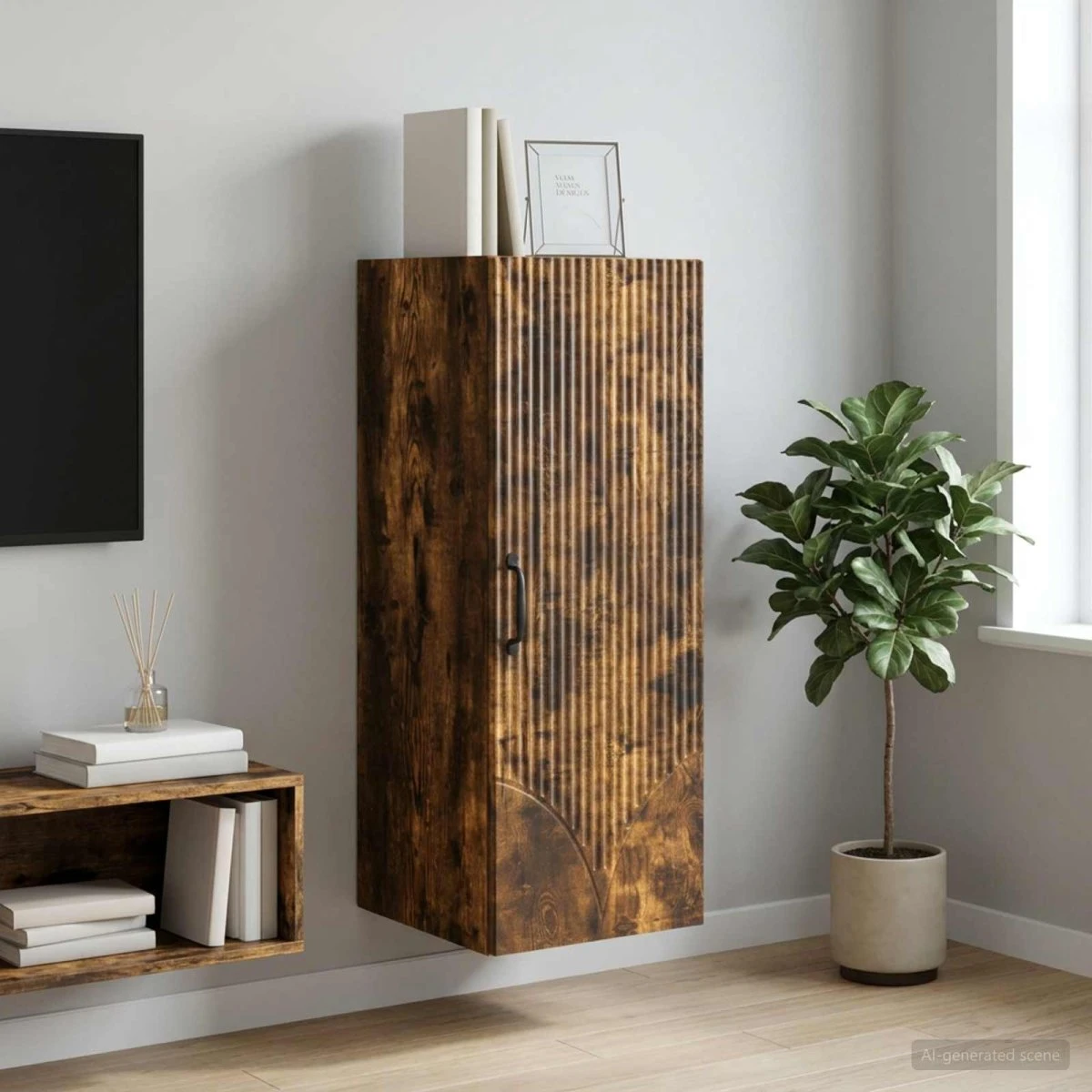 vidaXL Vægmonteret skab 33 x 34,5 x 90 cm - Røget eg