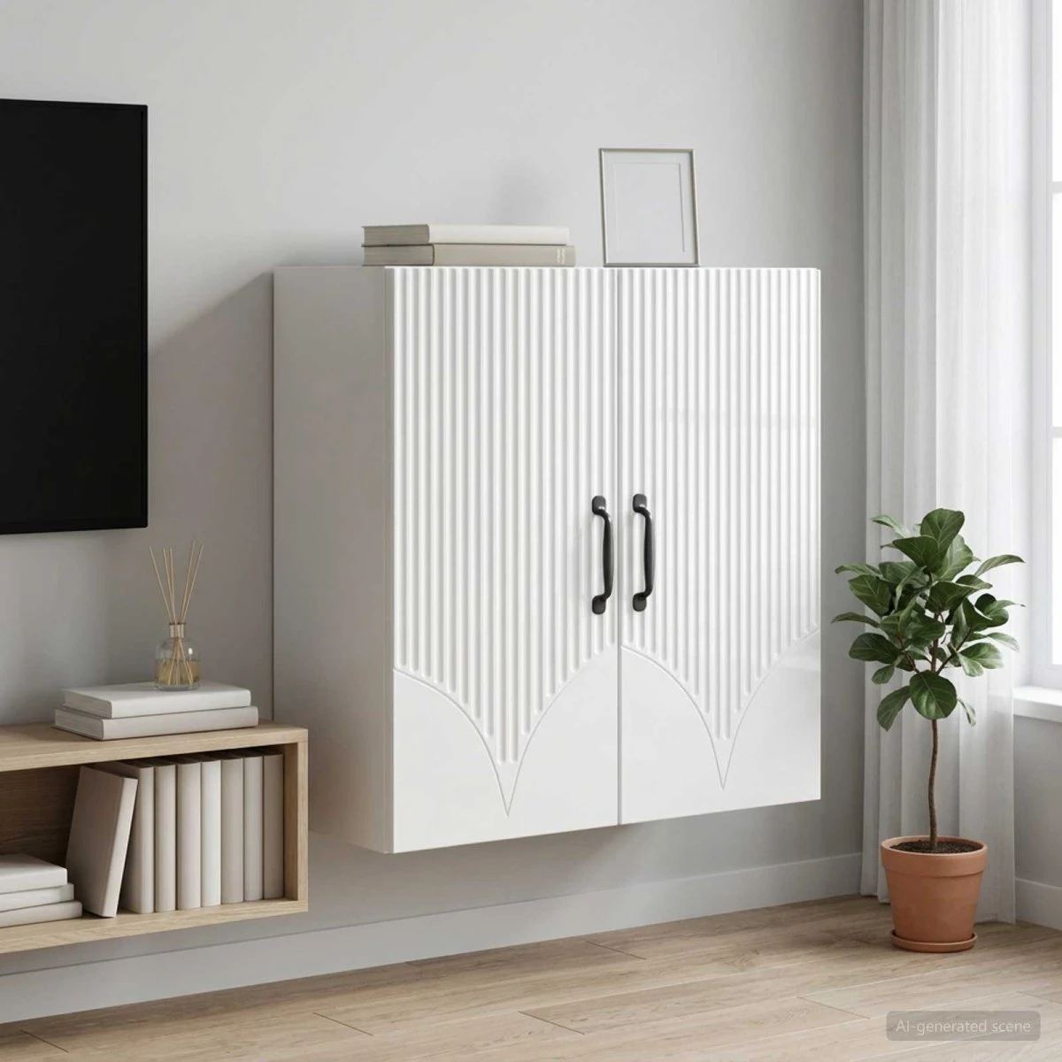 vidaXL Vægmonteret skab 59x31x60 cm - Hvid højglans