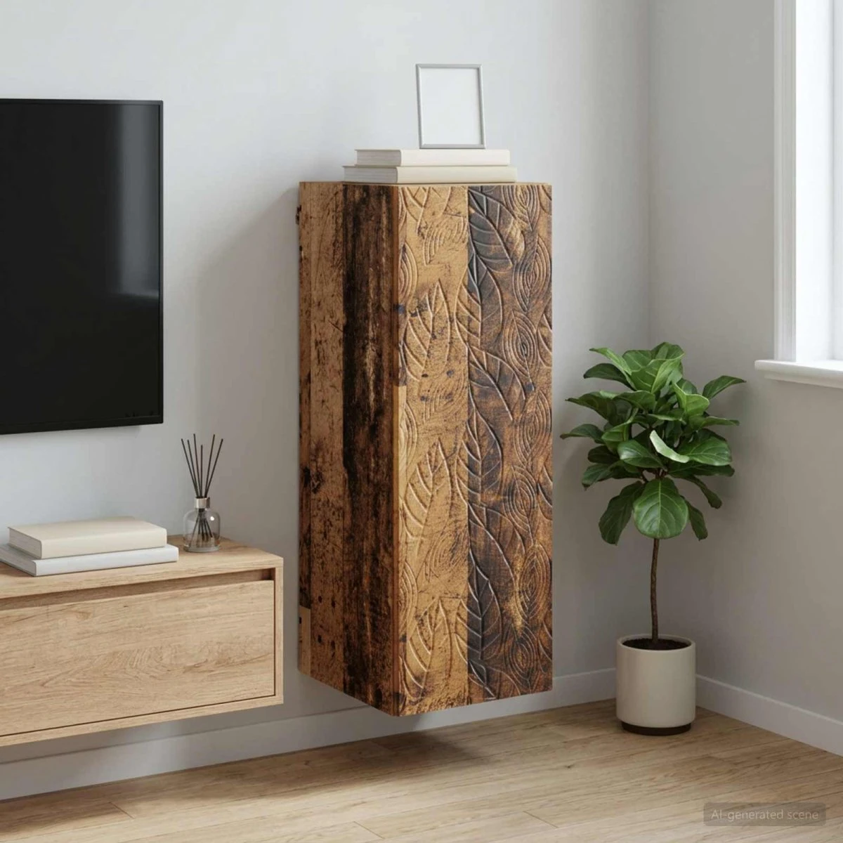 vidaXL Vægmonteret skab 33 x 34,5 x 90 cm - Gammelt træ