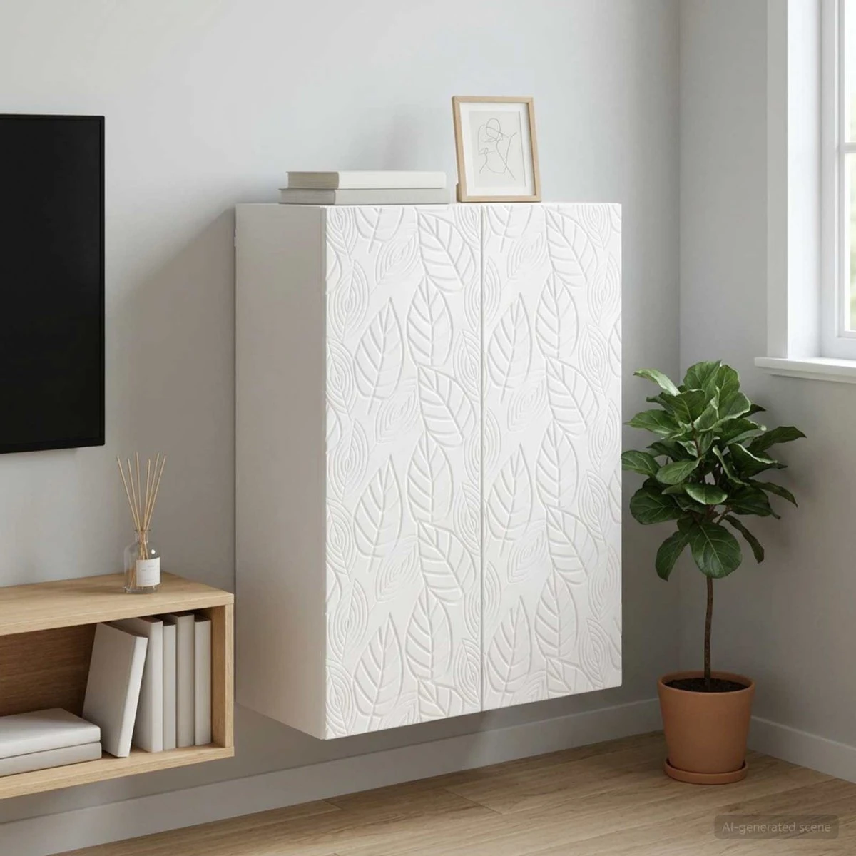vidaXL Vægmonteret skab 66 x 34,5 x 90 cm - Hvid højglans