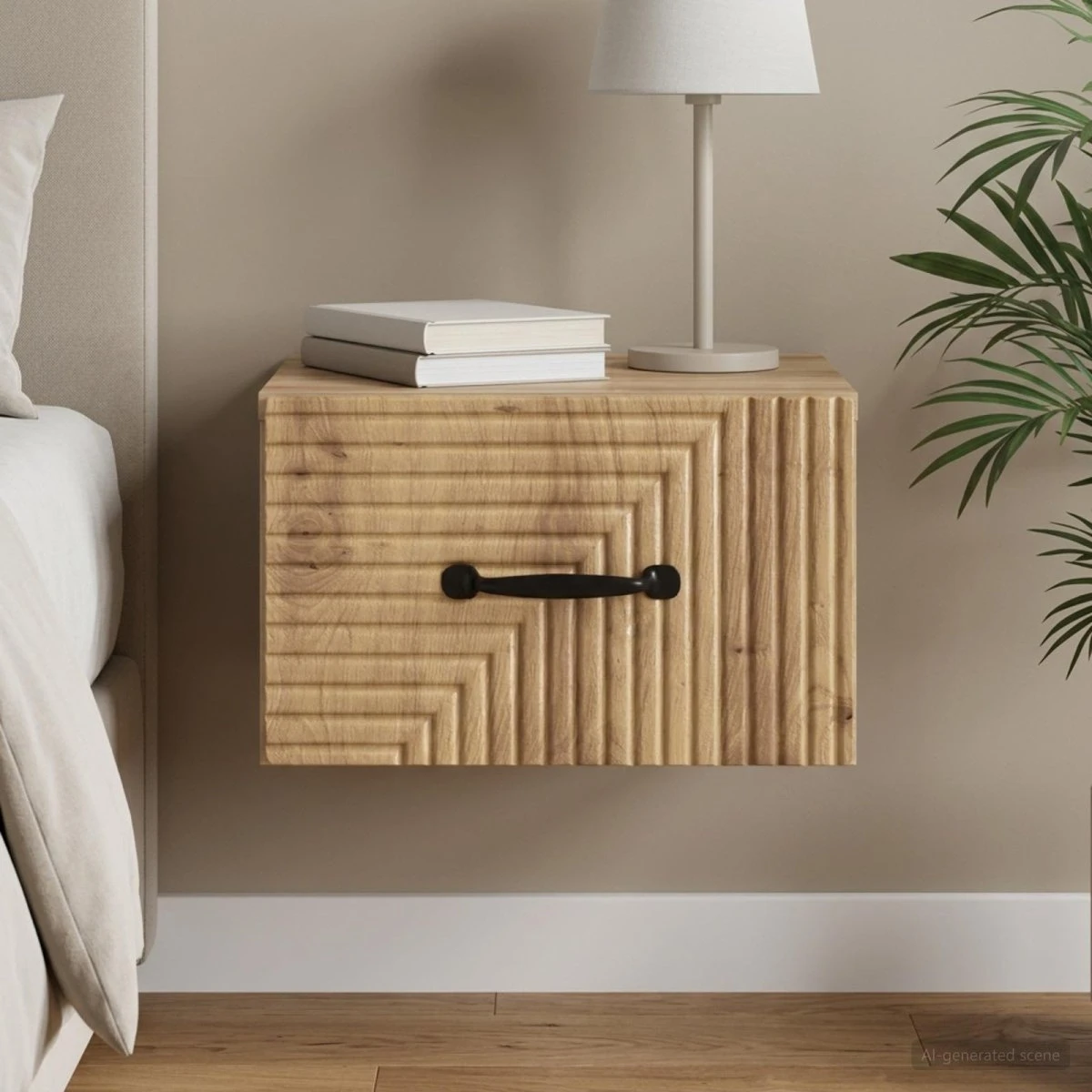vidaXL Væghængt Natbord Artisan-eg 34,5 x 33 x 20 cm