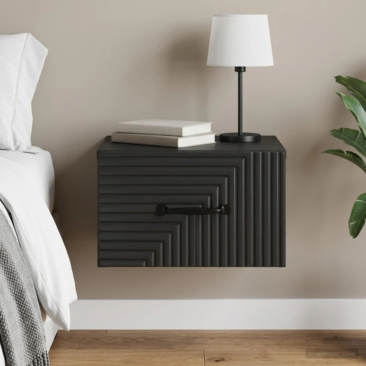 vidaXL Væghængt Natbord Sort, 34,5 x 33 x 20 cm