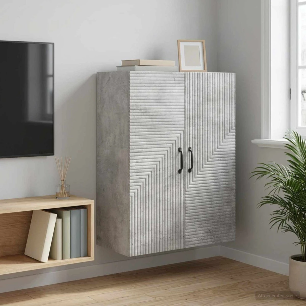 vidaXL Vægmonteret skab Betongrå 66 x 34,5 x 90 cm
