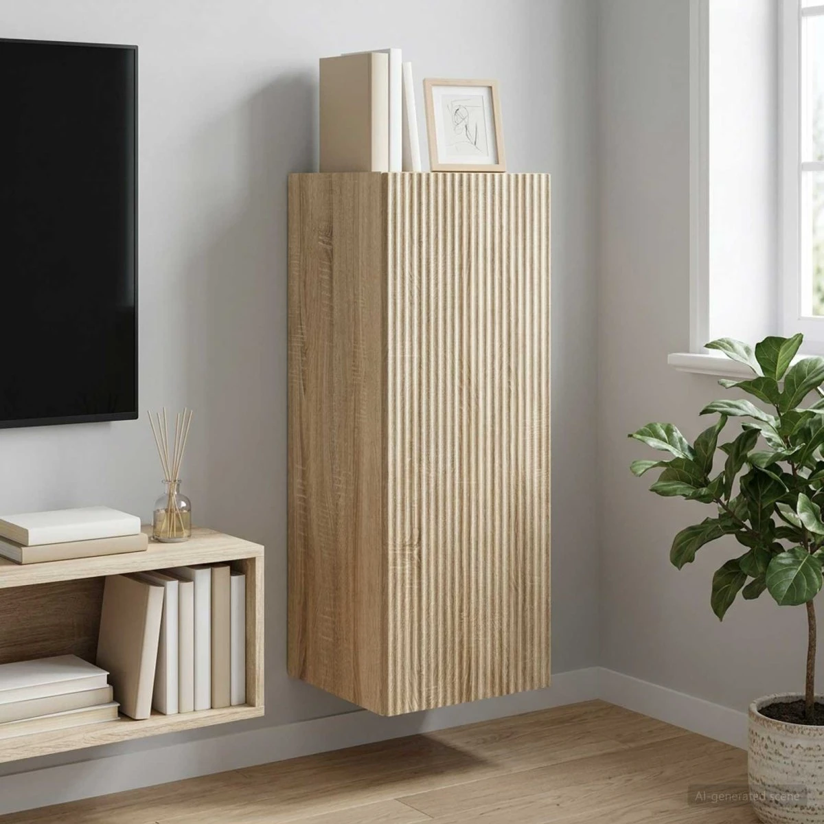 vidaXL Vægmonteret skab 33 x 34,5 x 90 cm Sonoma-eg