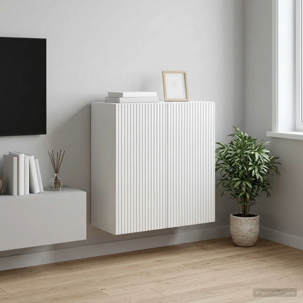vidaXL Vægmonteret skab 59x31x60 cm - Hvid højglans
