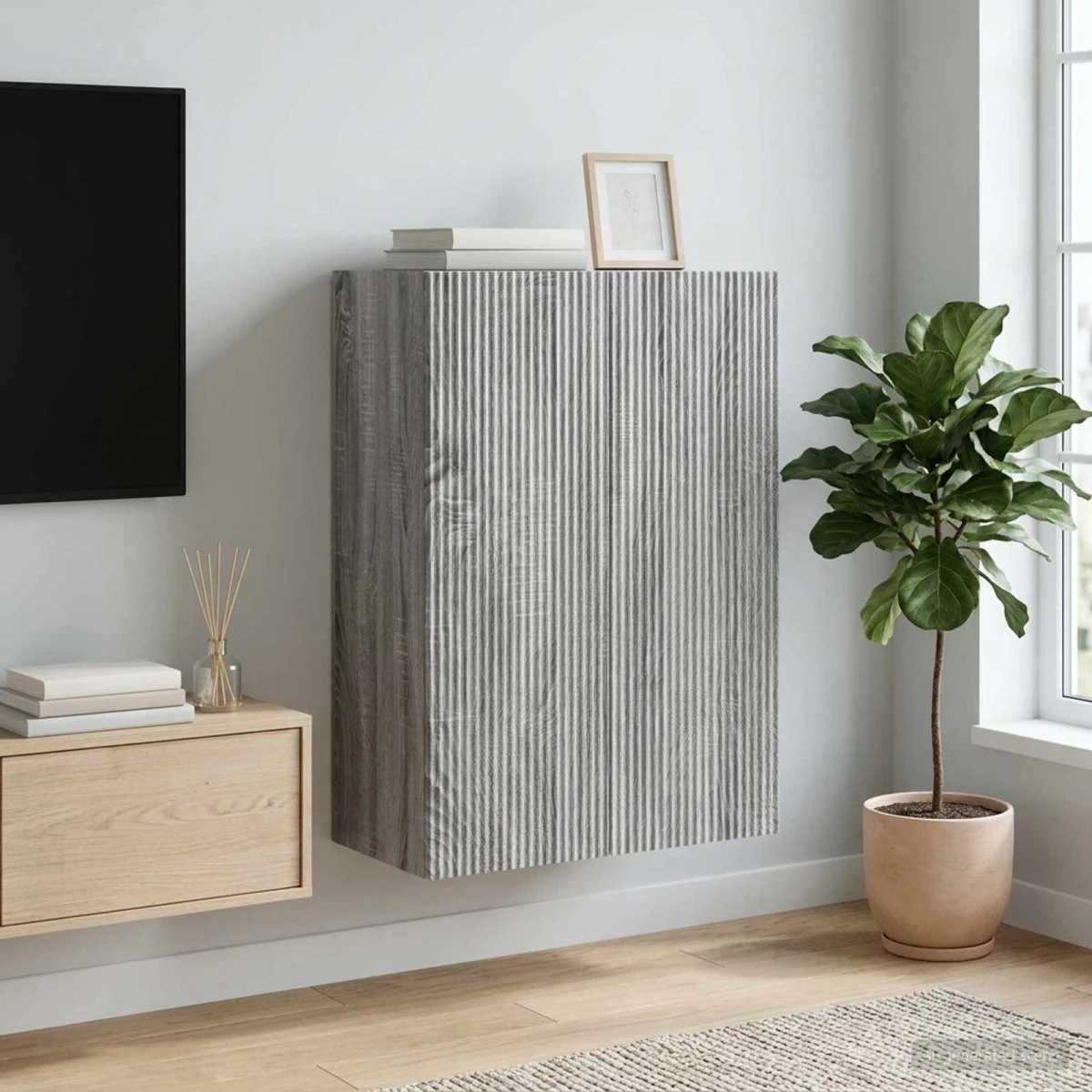 vidaXL Vægmonteret skab 66 x 34,5 x 90 cm - Grå Sonoma