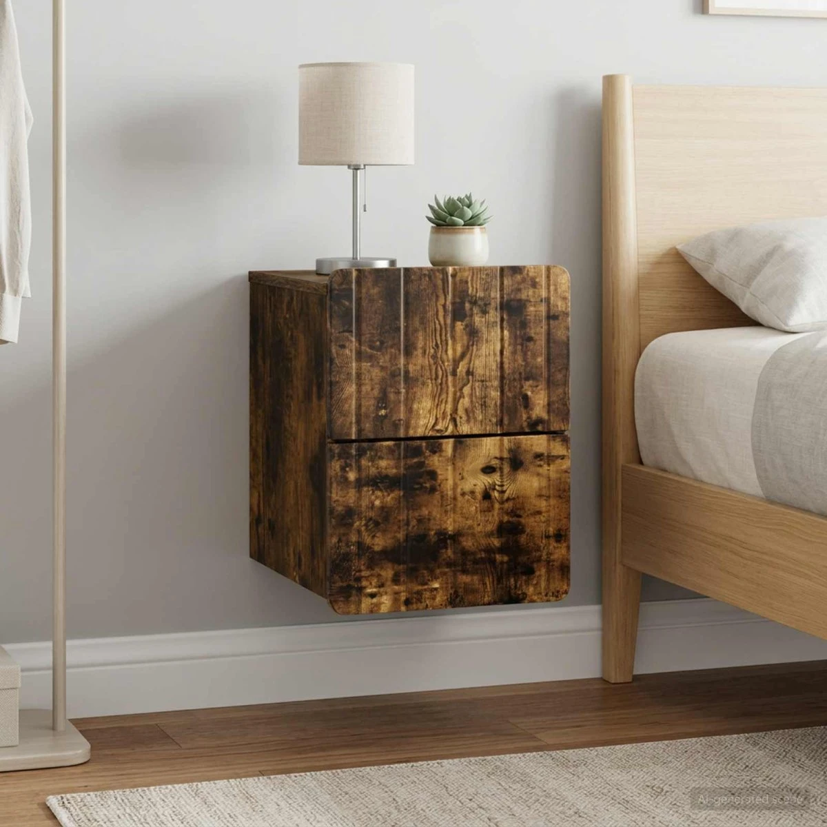 vidaXL Væghængt Natbord 2 stk. Røget eg 33 x 34,5 x 43 cm