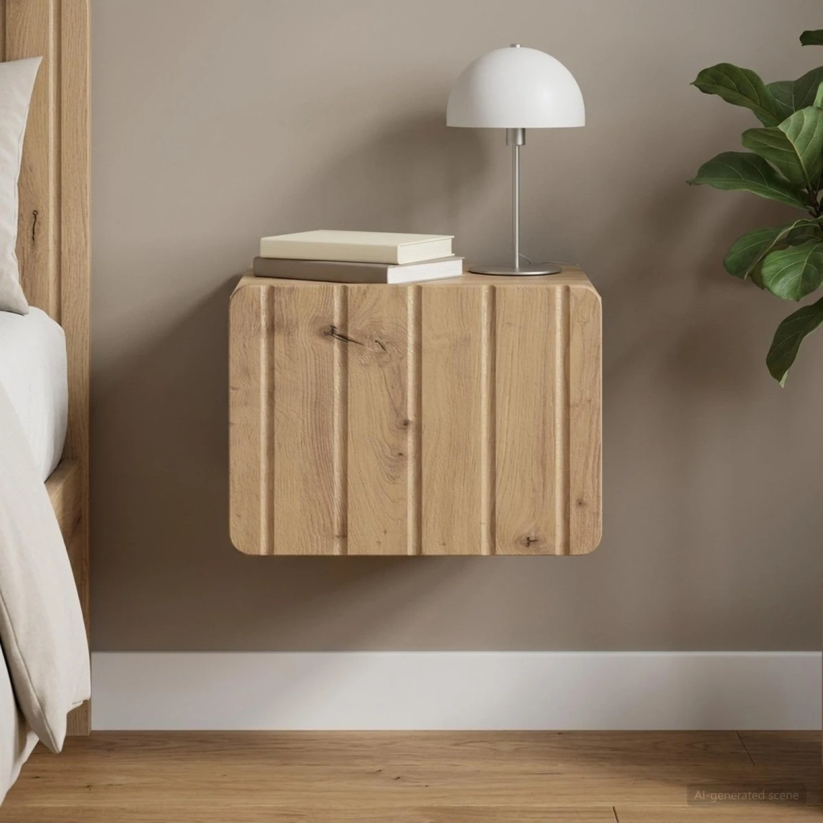 vidaXL Væghængt Natbord Artisan-eg 33 x 34,5 x 24 cm