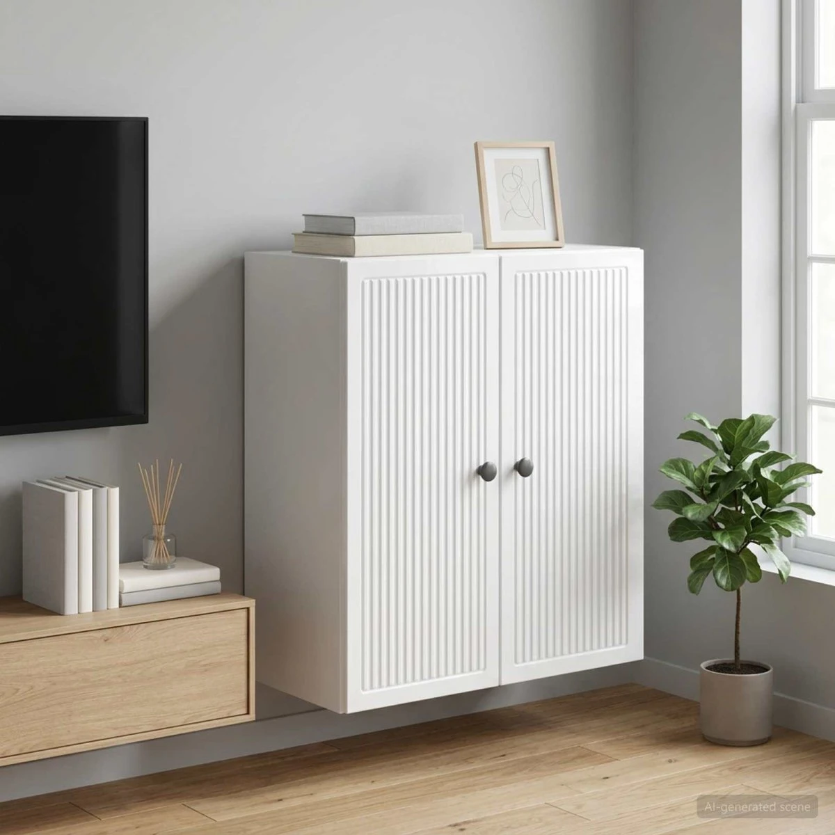 vidaXL Vægmonteret skab 59 x 31 x 60 cm - Hvid højglans