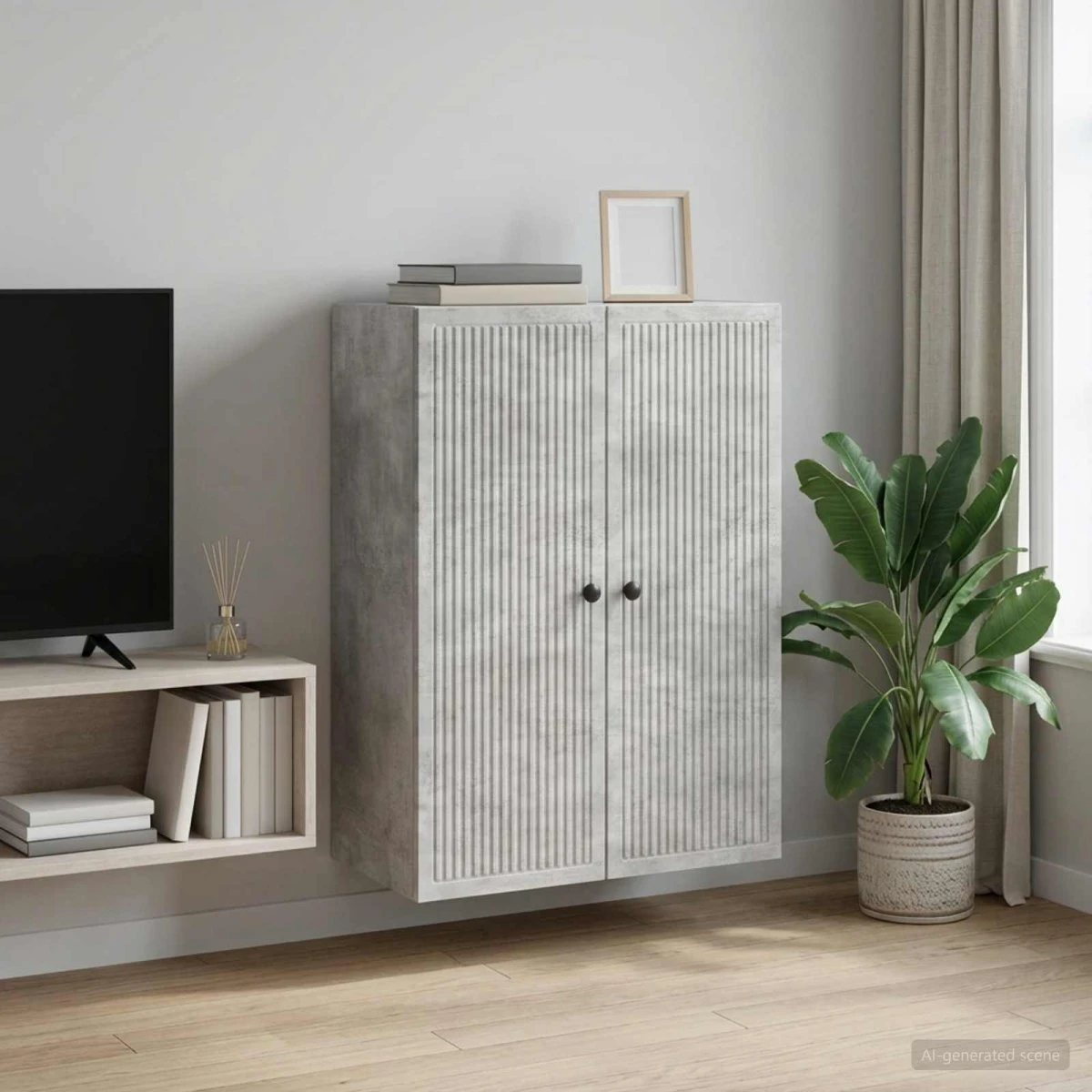 vidaXL Vægmonteret skab Betongrå 66 x 34,5 x 90 cm
