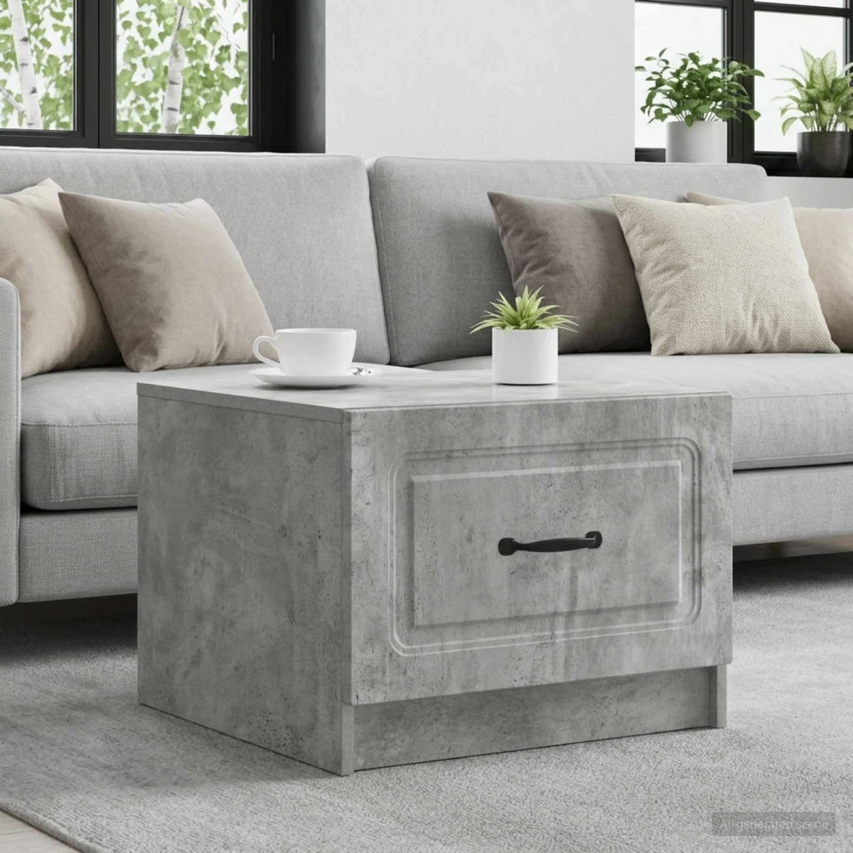 vidaXL Sofabord Betongrå 49 x 50 x 37 cm i Konstrueret Træ