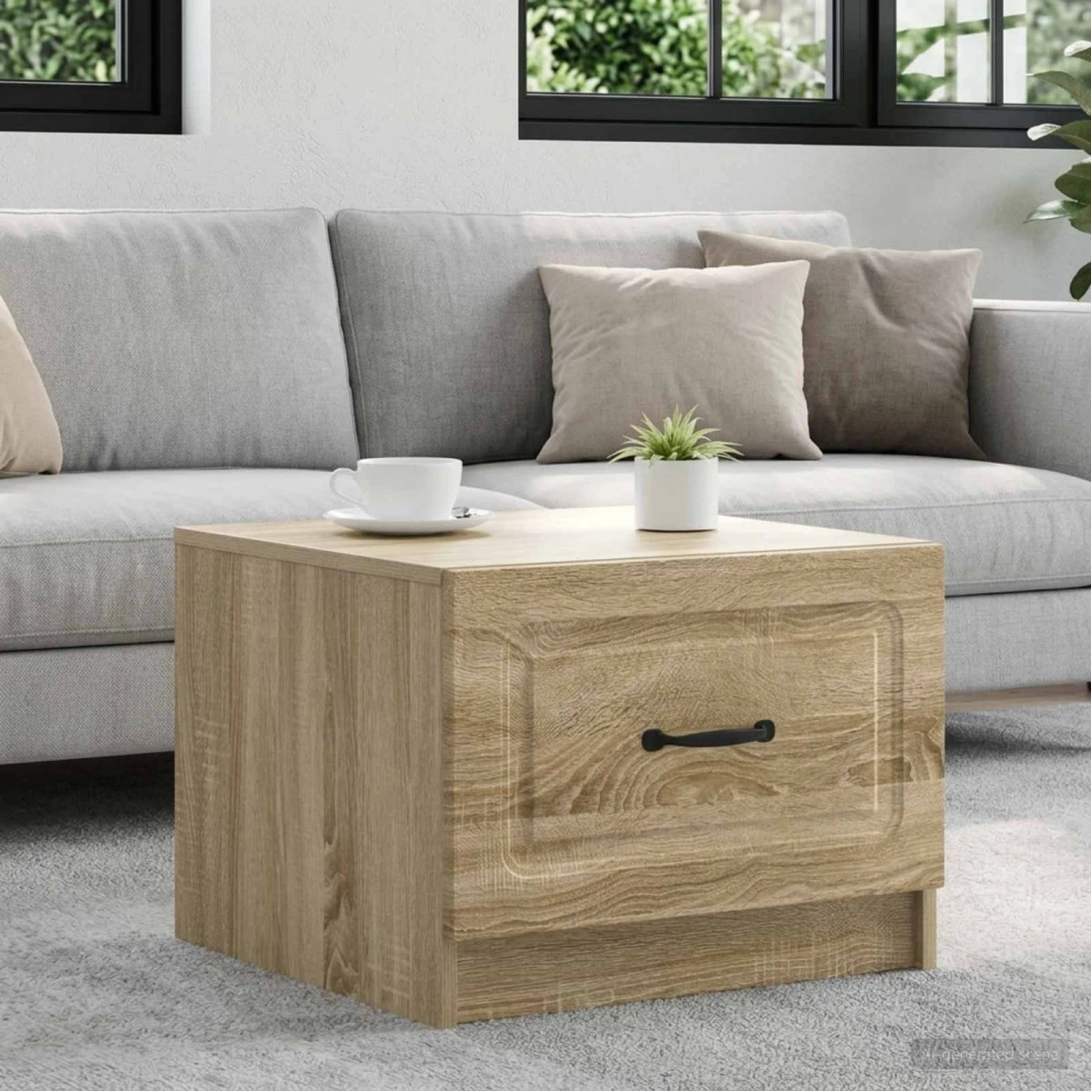 vidaXL Sofabord Sonoma-eg 49 x 50 x 37 cm med skuffe