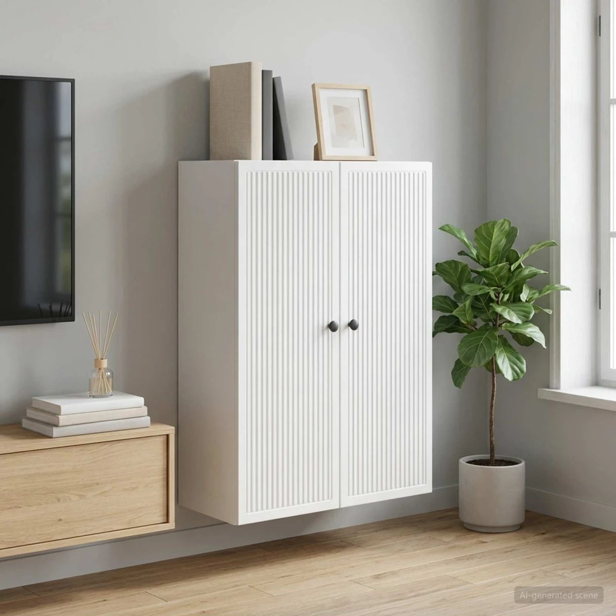 vidaXL Vægmonteret skab Hvid 66 x 34,5 x 90 cm